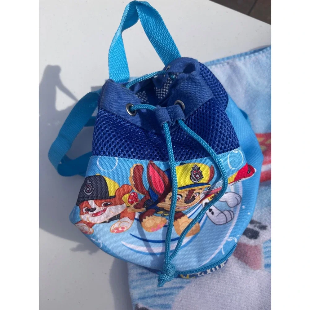 Paw Patrol Beach Towel and Backpack Set Kids Blue Make Some Waves